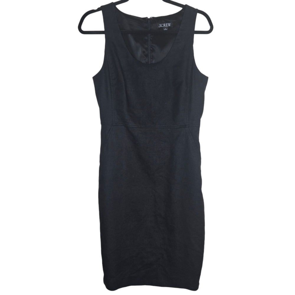 J. Crew Black Women's Linen Blend Sleeveless Sheath Dress